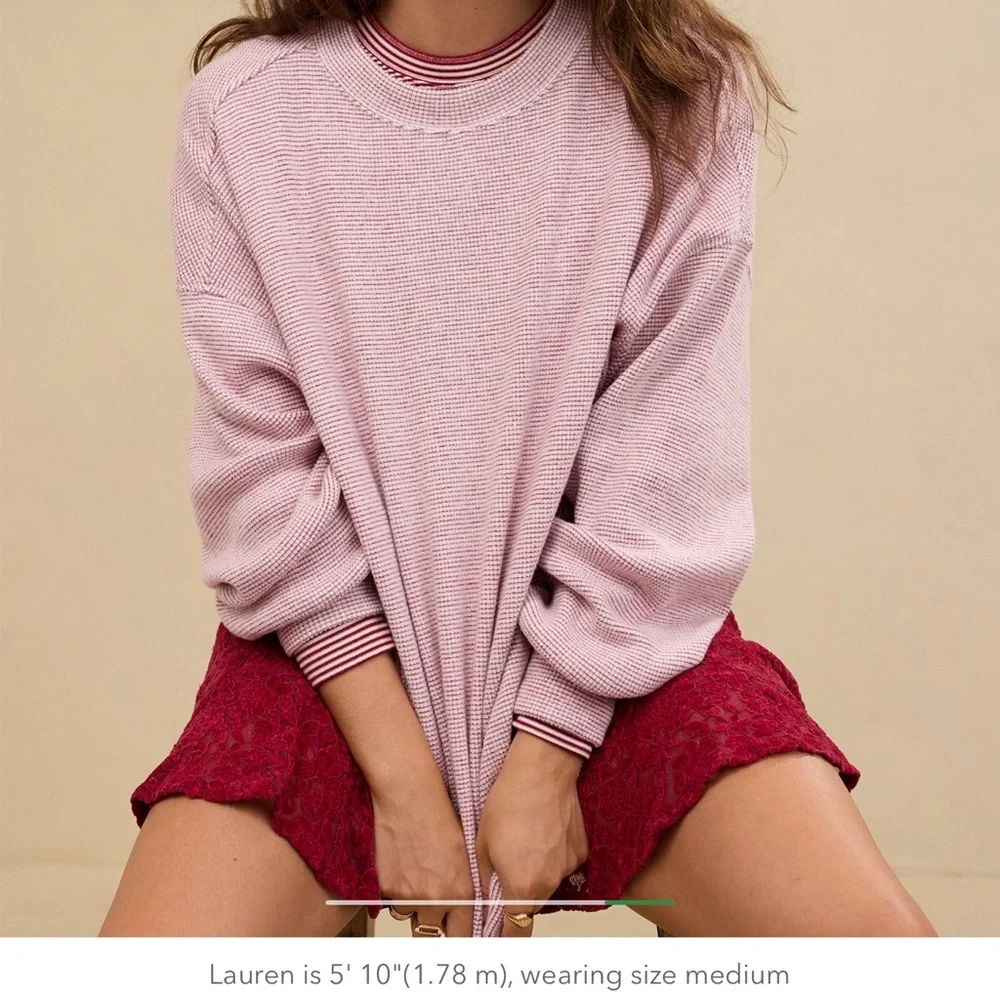 Aerie Getaway Waffle Sweatshirt🍒 - Picture 5 of 11